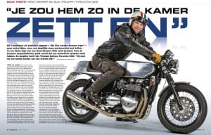 Henk Kemper en zijn Triumph Metisse Thruxton 900